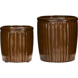 House Doctor Planter Groove Brown