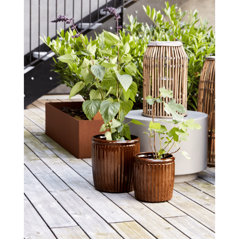 House Doctor-collectie Plantenpot ( set v. 2)  Groef Bruin