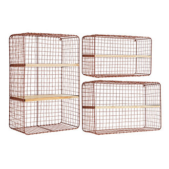 Madam Stoltz Wall shelves w/ wood Rust, natural