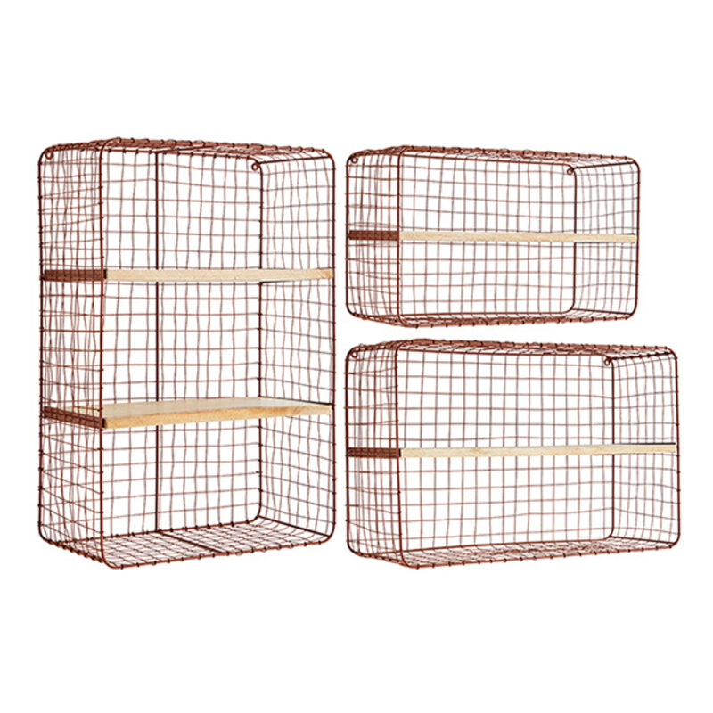 Madam Stoltz-collectie Madam Stoltz Wall shelves w/ wood Rust, natural Rust, natural