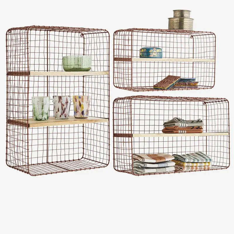 Madam Stoltz-collectie Madam Stoltz Wall shelves w/ wood Rust, natural Rust, natural