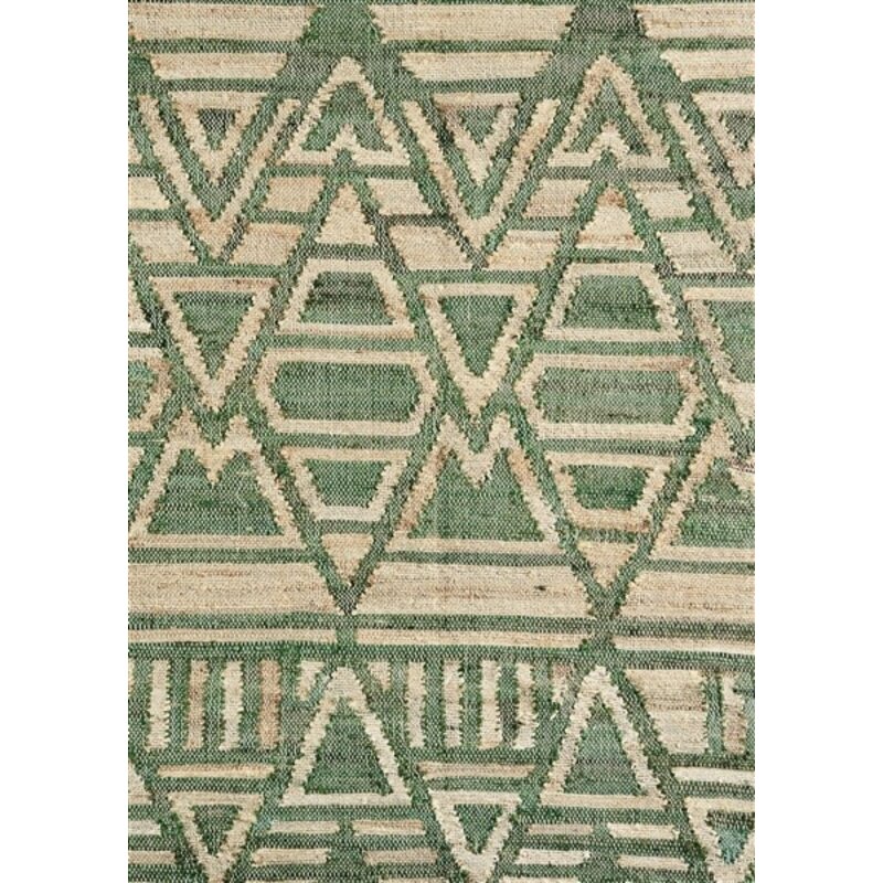 Madam Stoltz-collectie Madam Stoltz Handwoven jute rug Natural, green Natural, green