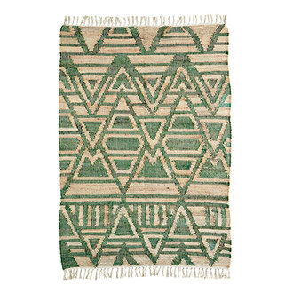 Madam Stoltz Handwoven jute rug Natural, green