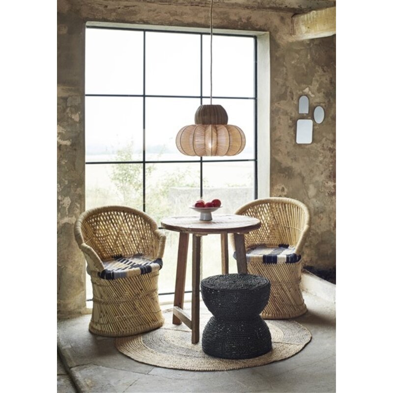 Madam Stoltz-collectie Madam Stoltz Stool w/ jute knitting Black Black