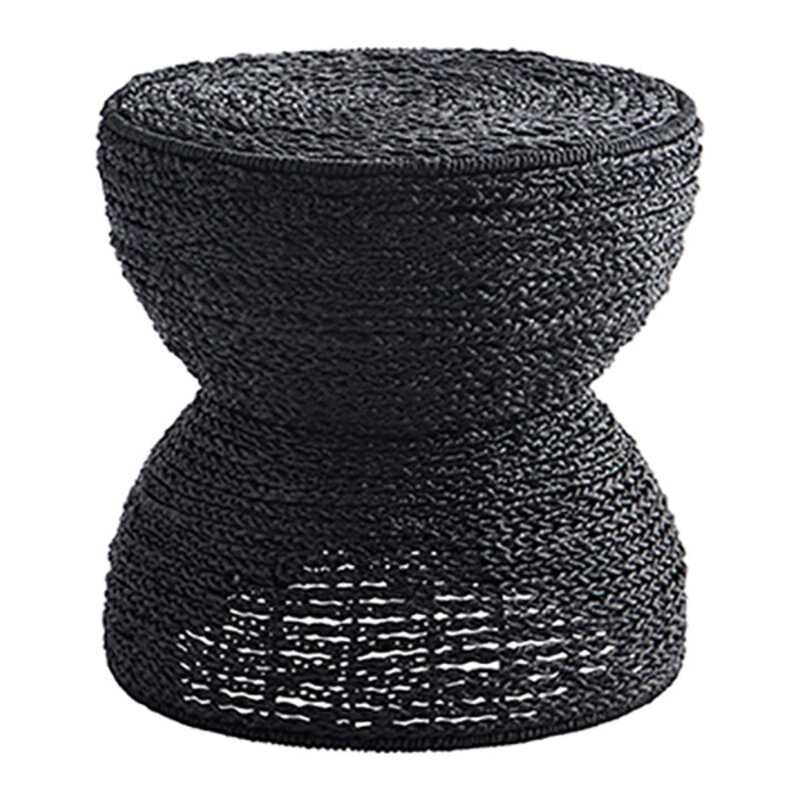 Madam Stoltz-collectie Madam Stoltz Stool w/ jute knitting Black Black