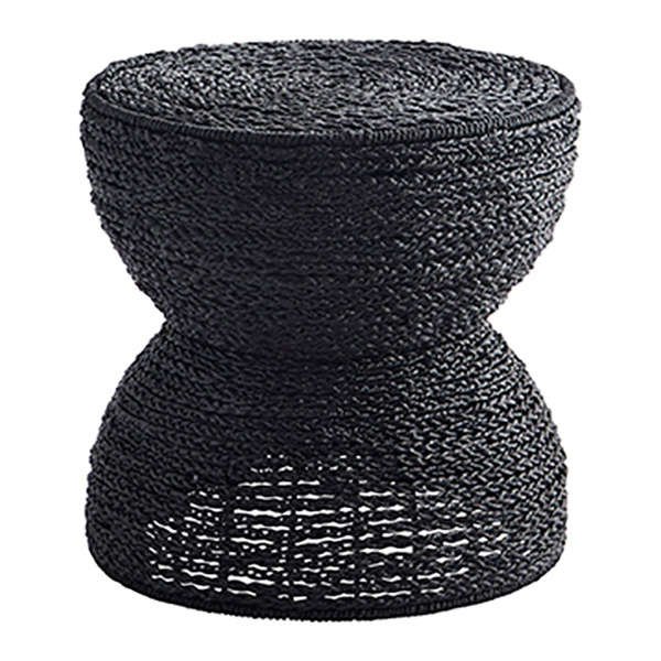 Madam Stoltz-collectie Krukje met jute breiwerk Zwart