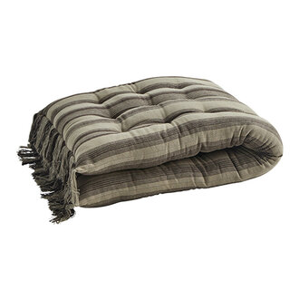 Madam Stoltz Striped cotton mattress w/ fringes Vintage khaki, brown