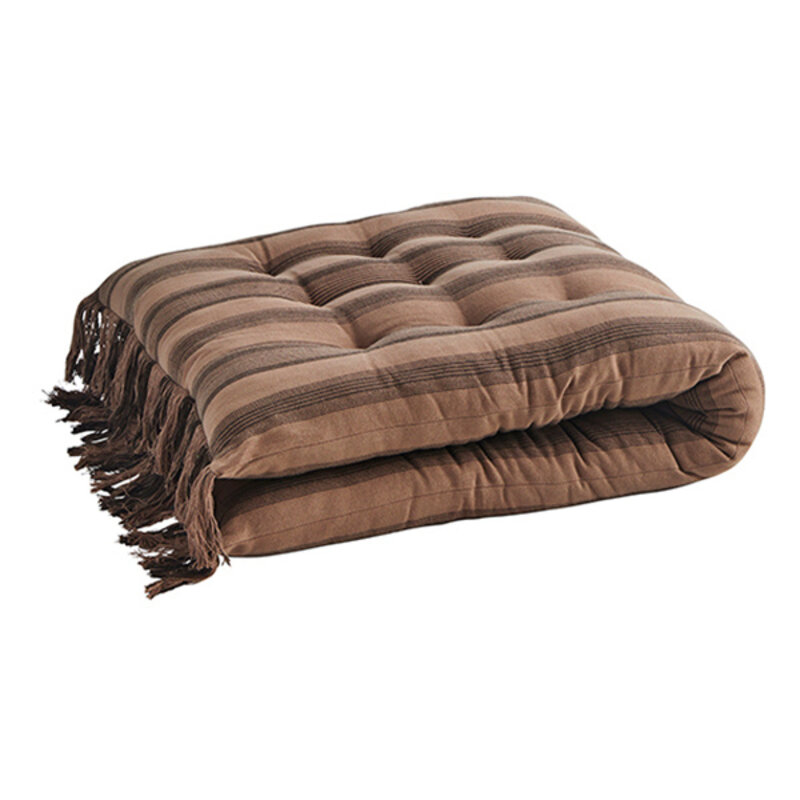 Madam Stoltz-collectie Madam Stoltz Striped cotton mattress w/ fringes Dusty rose, brown Dusty rose, brown