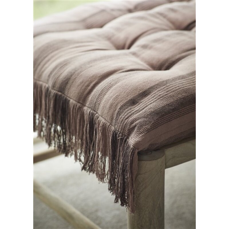 Madam Stoltz-collectie Madam Stoltz Striped cotton mattress w/ fringes Dusty rose, brown Dusty rose, brown