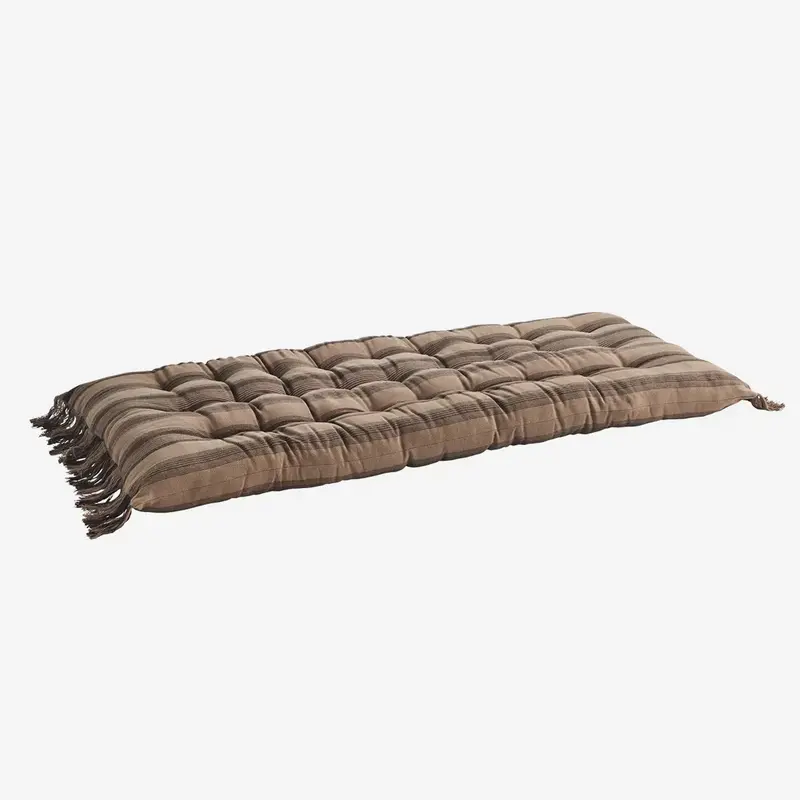 Madam Stoltz-collectie Madam Stoltz Striped cotton mattress w/ fringes Dusty rose, brown Dusty rose, brown