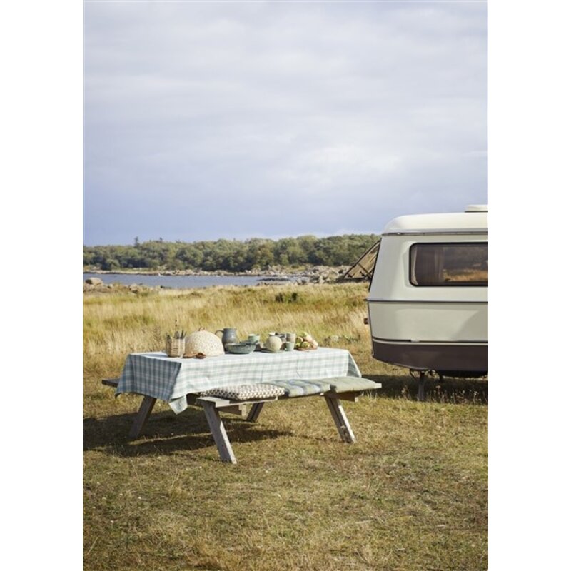 Madam Stoltz-collectie Madam Stoltz Checked table cloth Light green, off white, charcoal Light green, off white, charcoal