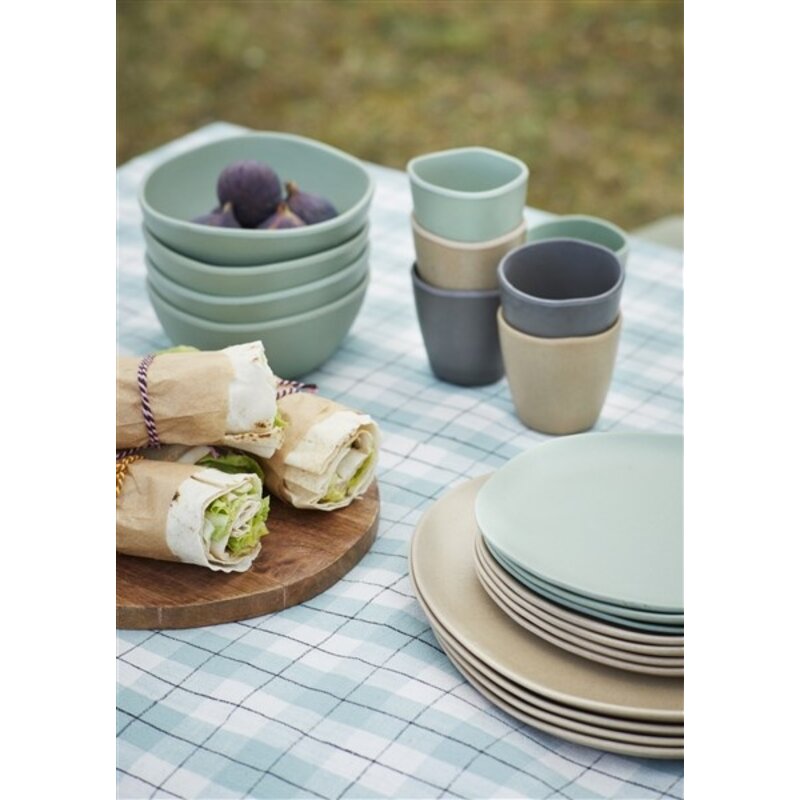 Madam Stoltz-collectie Madam Stoltz Checked table cloth Light green, off white, charcoal Light green, off white, charcoal