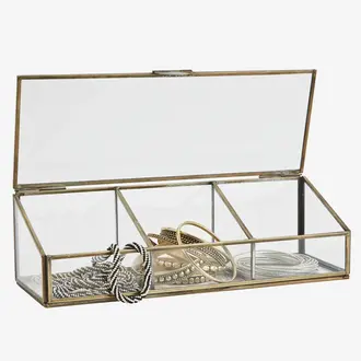 Madam Stoltz Partitioned glass box Clear, aged brass