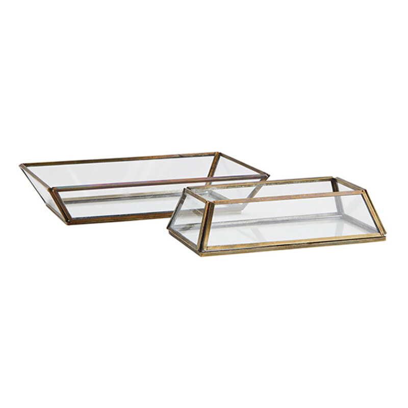 Madam Stoltz-collectie Madam Stoltz Glass trays Clear, aged brass Clear, aged brass