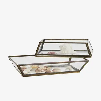 Madam Stoltz Glass trays Clear, aged brass