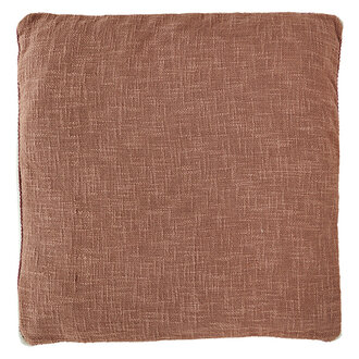 Madam Stoltz Cotton seating mat Marsala, off white