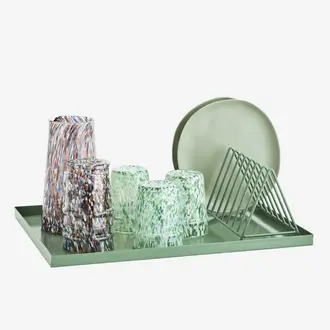Madam Stoltz Iron tray w/ dish rack Green