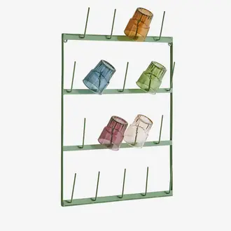 Madam Stoltz Hanging iron mug holder Green