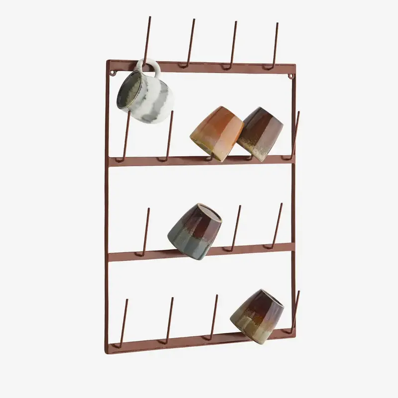 Madam Stoltz-collectie Madam Stoltz Hanging iron mug holder Rust Rust