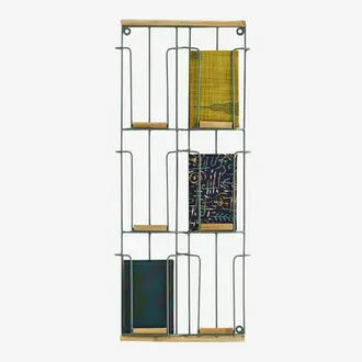 Madam Stoltz Iron card rack w/ cane Green, natural