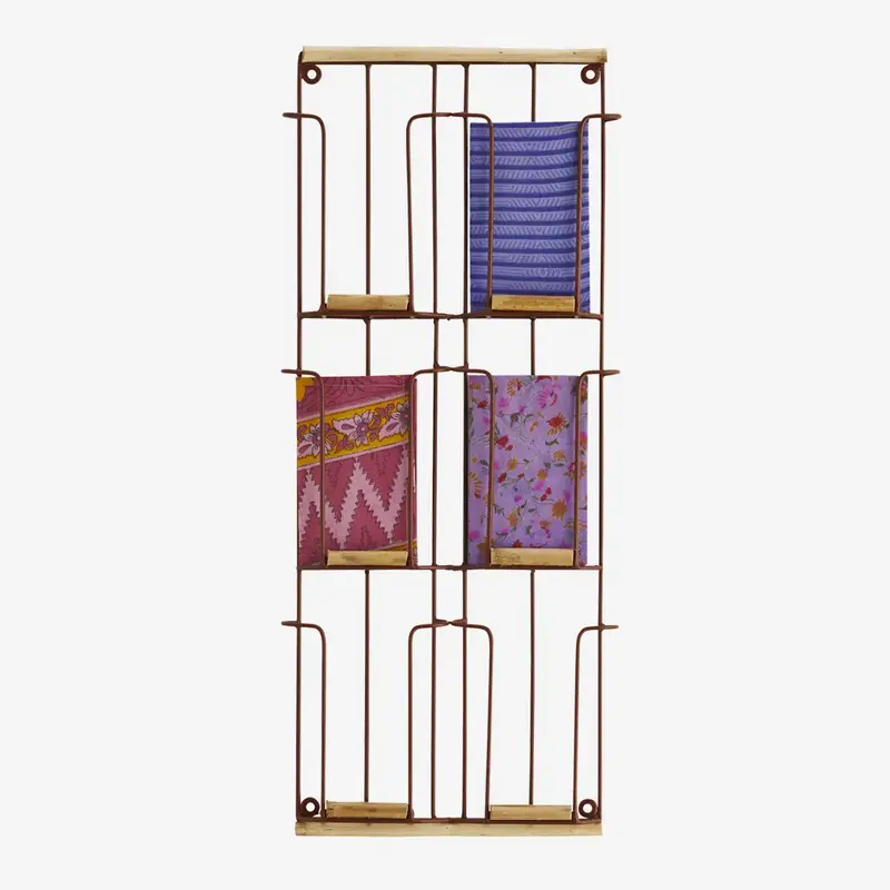 Madam Stoltz-collectie Madam Stoltz Iron card rack w/ cane Rust, natural Rust, natural