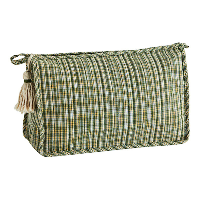 Madam Stoltz-collectie Madam Stoltz Quilted washbag w/ tassel Green, white, yellow Green, white, yellow