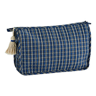 Madam Stoltz Quilted washbag w/ tassel Blue, grey, white