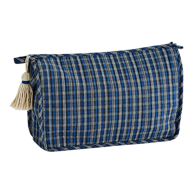 Madam Stoltz-collectie Madam Stoltz Quilted washbag w/ tassel Blue, grey, white Blue, grey, white