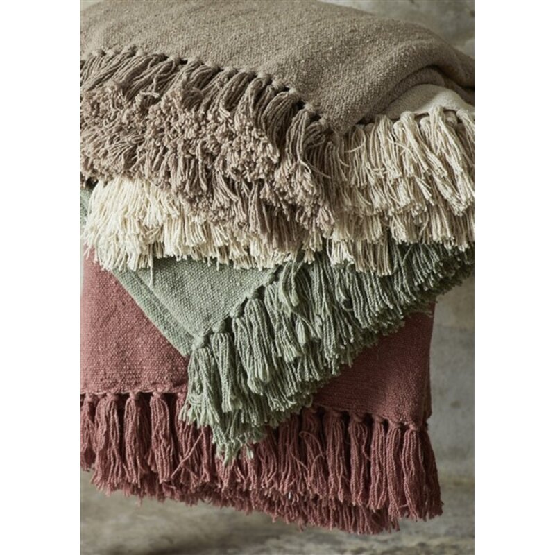 Madam Stoltz-collectie Madam Stoltz Recycled cotton throw Off white Off white