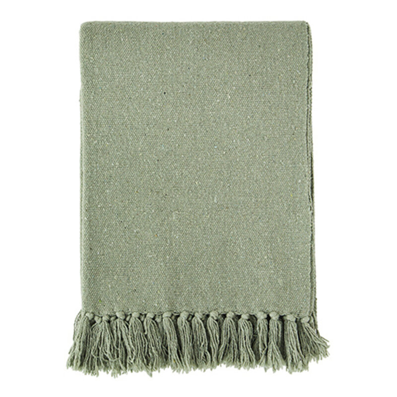 Madam Stoltz-collectie Madam Stoltz Recycled cotton throw Dusty green Dusty green