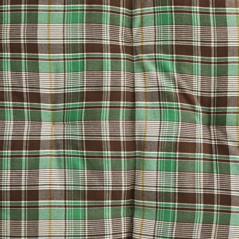 Madam Stoltz-collectie Geruit katoenen matras bruin, groen, wit