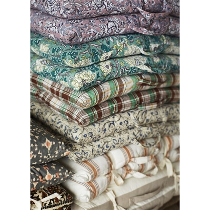 Madam Stoltz-collectie Checked woven cotton mattress brown, green, white