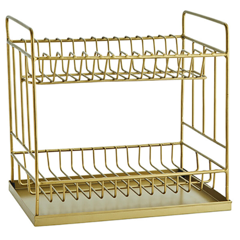 Madam Stoltz-collectie Iron dish rack ant. Brass