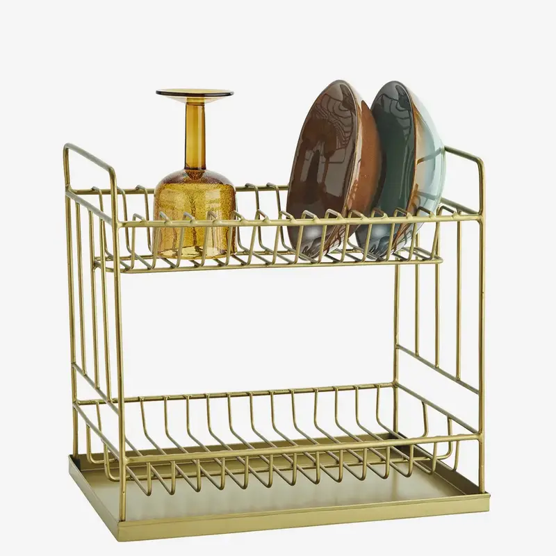 Madam Stoltz-collectie Iron dish rack ant. Brass