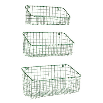 Madam Stoltz Iron wall baskets green