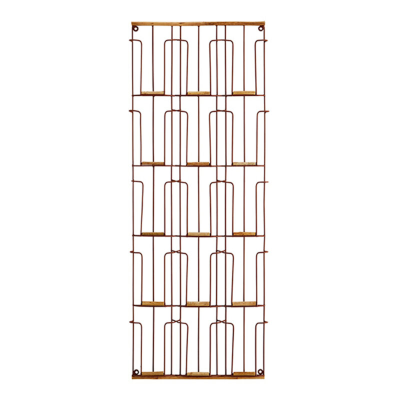 Madam Stoltz-collectie metalen kaartenrek met riet roest