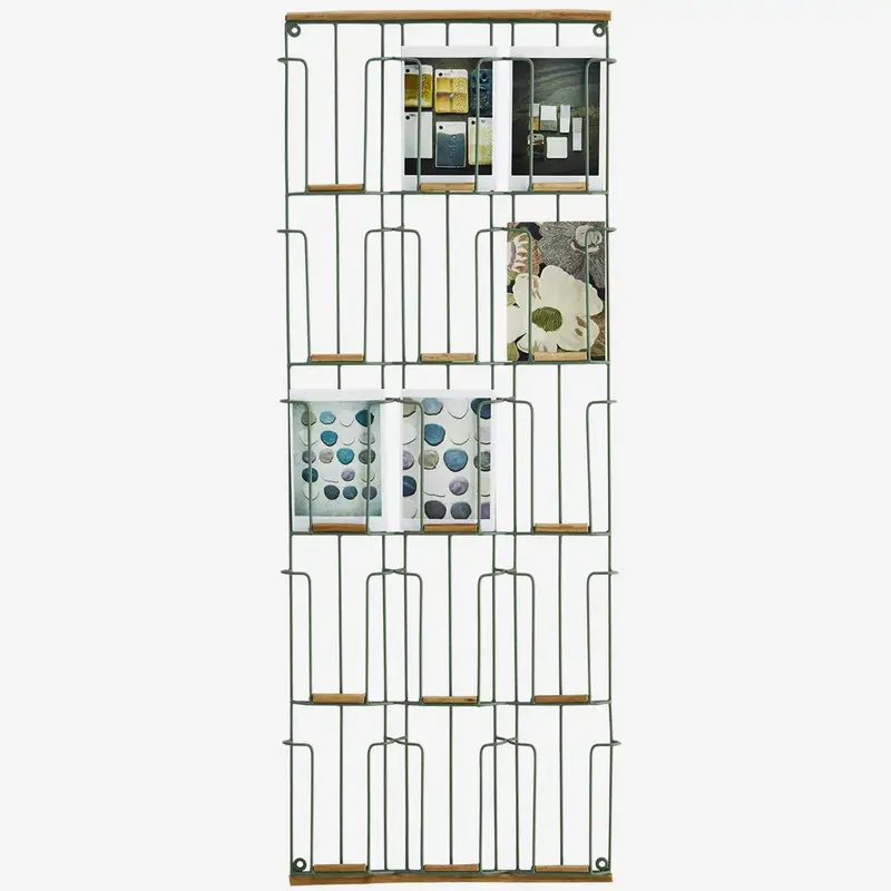 Madam Stoltz-collectie Iron card rack w/ cane green