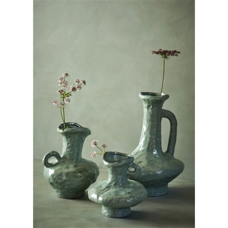 Madam Stoltz-collectie Stoneware vase light green 17x22 cm