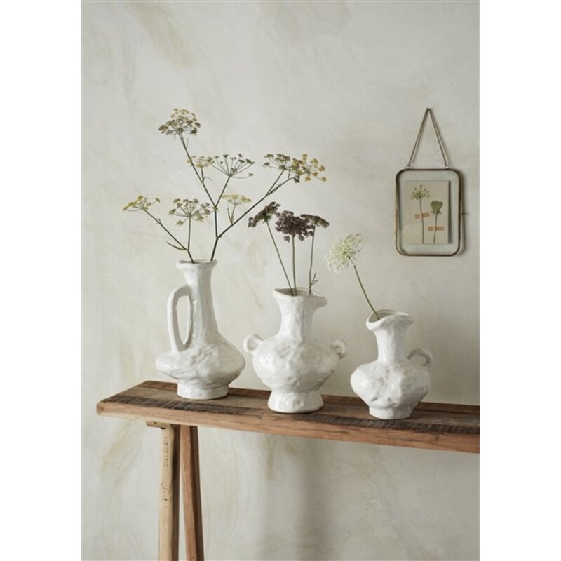 Madam Stoltz-collectie Stoneware vase off white 17x18 cm