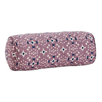 Madam Stoltz Printed bolster cushion Dusty lilac, off white, dark blue