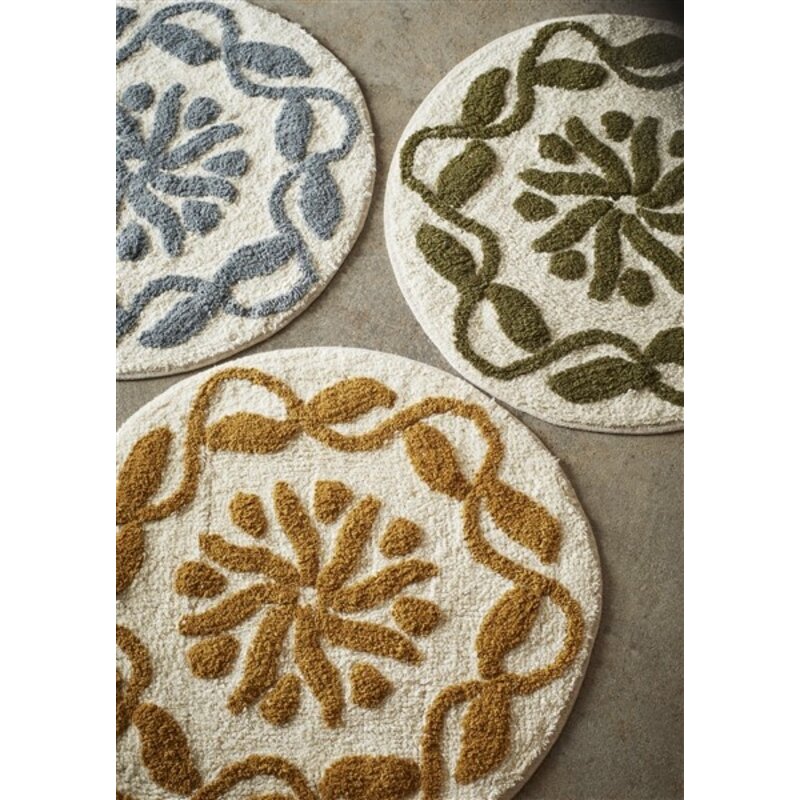 Madam Stoltz-collectie Madam Stoltz Round tufted bath mat Dusty blue, off white Dusty blue, off white