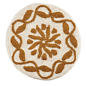 Madam Stoltz Round tufted bath mat Mustard, off white