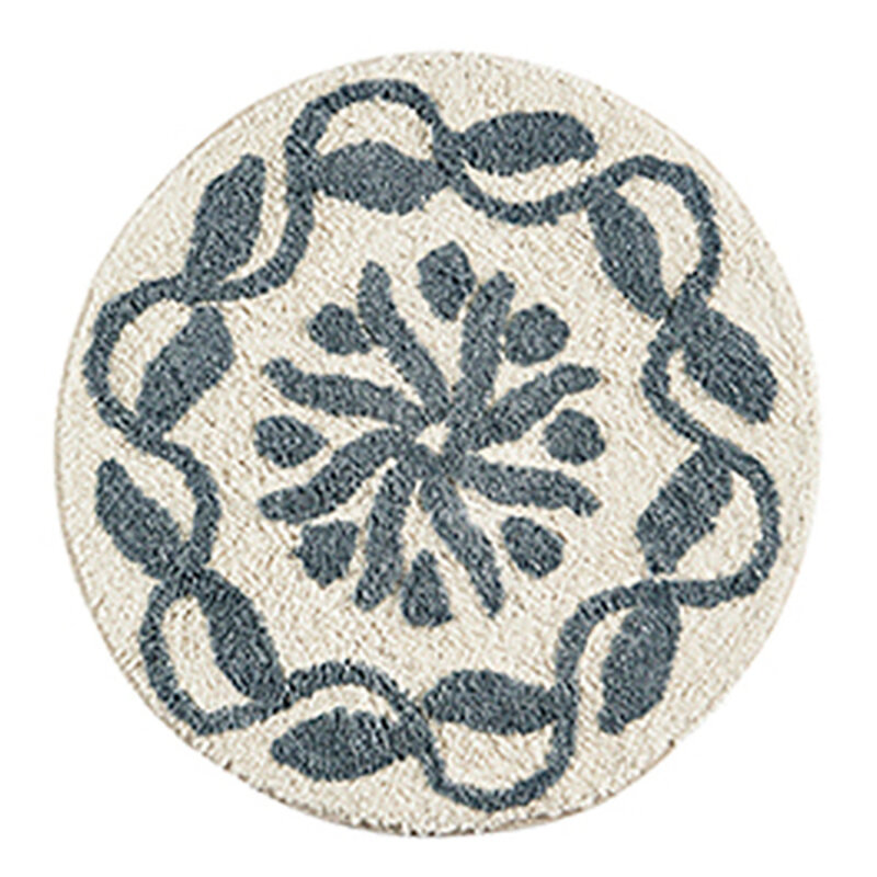 Madam Stoltz-collectie Madam Stoltz Round tufted bath mat Dusty blue, off white Dusty blue, off white