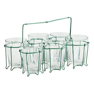 Madam Stoltz Iron rack w/ drinking glass Green, clear