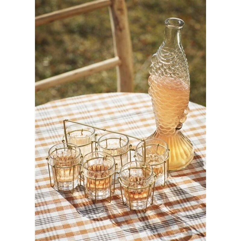 Madam Stoltz-collectie  Metalen rek met drinkglas Ant.messing,