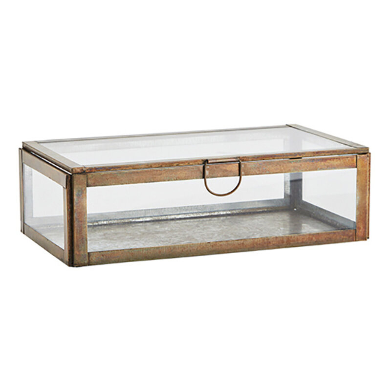 Madam Stoltz-collectie Madam Stoltz Glass box Clear, aged brass Clear, aged brass