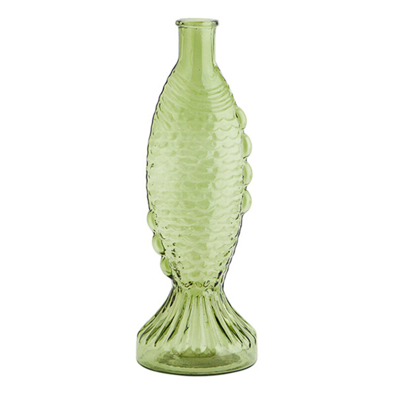 Madam Stoltz-collectie Madam Stoltz Fish glass vase Green Green