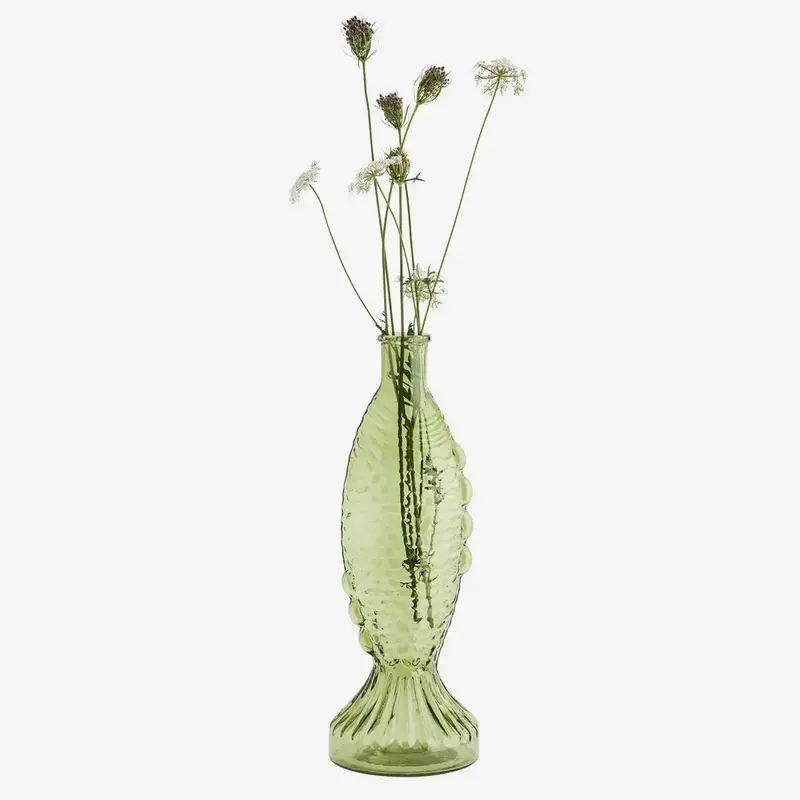 Madam Stoltz-collectie Madam Stoltz Fish glass vase Green Green