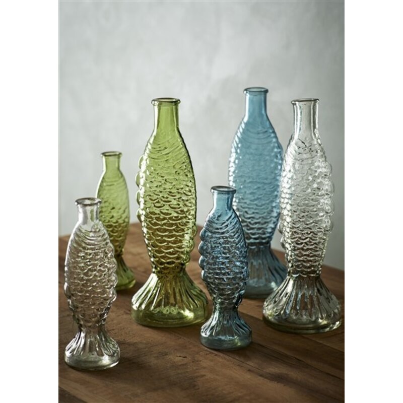 Madam Stoltz-collectie Madam Stoltz Fish glass vase Blue Blue