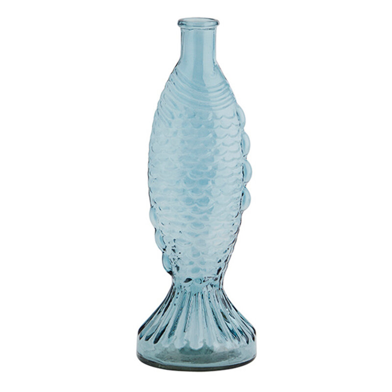 Madam Stoltz-collectie Madam Stoltz Fish glass vase Blue Blue